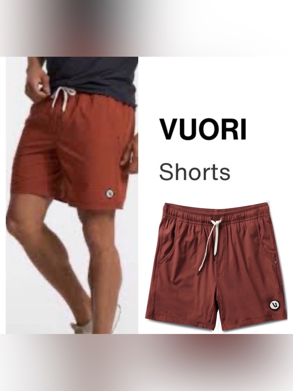 VUORI Men's Rust Brown Hybrid Shorts  - Rust  Brown Color